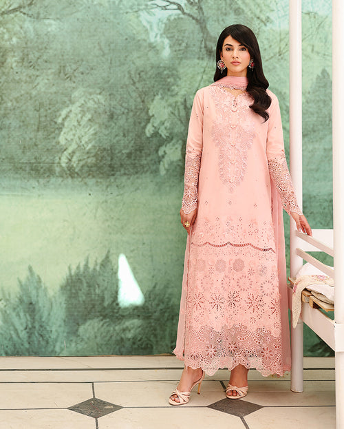 Azure Elan - Pink embroidered lawn dress - Veil Of Summer | Chikankari Edit | Roheenaz