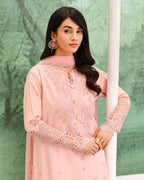 Azure Elan - Pink embroidered lawn dress - Veil Of Summer | Chikankari Edit | Roheenaz