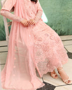 Azure Elan - Pink embroidered lawn dress - Veil Of Summer | Chikankari Edit | Roheenaz