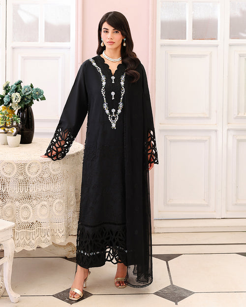 Black Lace - Black Embroidered Lawn - Unstitched Lawn - Veil Of Summer | Chikankari Edit | Roheenaz