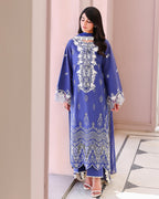Blanc Mirage - Blue embroidered lawn dress - Veil Of Summer | Chikankari Edit | Roheenaz