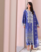 Blanc Mirage - Blue embroidered lawn dress - Veil Of Summer | Chikankari Edit | Roheenaz