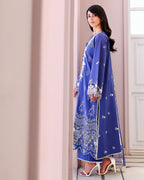 Blanc Mirage - Blue embroidered lawn dress - Veil Of Summer | Chikankari Edit | Roheenaz