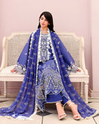 Blanc Mirage - Blue embroidered lawn dress - Veil Of Summer | Chikankari Edit | Roheenaz