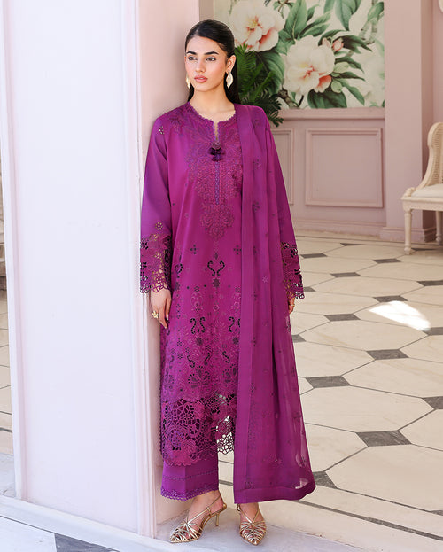 Elan Bloom - Purple embroidered lawn dress - Veil Of Summer | Chikankari Edit | Roheenaz