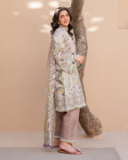 Flora Grace - Off White Embroidered Lawn - Unstitched Lawn - Summer in Bloom | Printed Lawn | Roheenaz