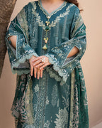 Gardenia Veil - Green Embroidered Lawn - Unstitched Lawn - Summer in Bloom | Printed Lawn | Roheenaz