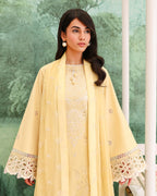 Lumiere Yellow - Yellow embroidered lawn dress - Unstitched lawn - Veil Of Summer | Chikankari Edit | Roheenaz