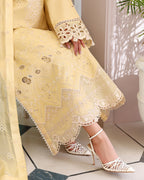 Lumiere Yellow - Yellow embroidered lawn dress - Unstitched lawn - Veil Of Summer | Chikankari Edit | Roheenaz