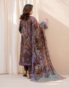 Petal Elan - Brown Embroidered Lawn - Unstitched Lawn - Summer in Bloom | Printed Lawn | Roheenaz