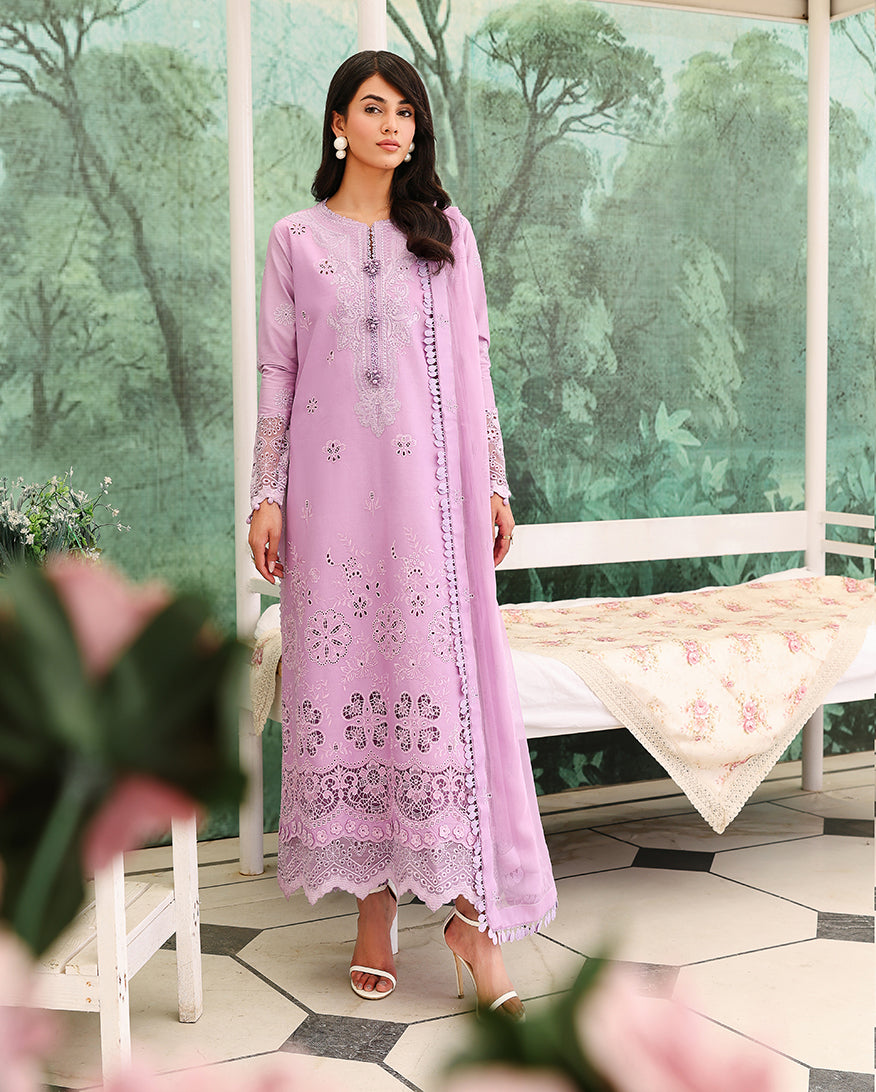 Petal Royal - Lilac embroidered lawn dress - Veil Of Summer | Chikankari Edit | Roheenaz