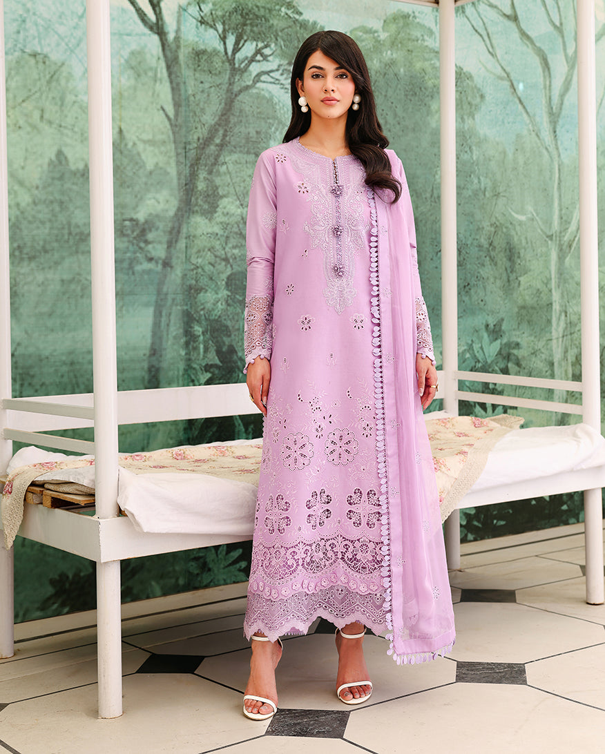 Petal Royal - Lilac embroidered lawn dress - Veil Of Summer | Chikankari Edit | Roheenaz