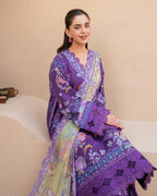 Rosette - Purple Embroidered Lawn - Unstitched Lawn - Summer in Bloom | Printed Lawn | Roheenaz