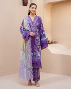 Rosette - Purple Embroidered Lawn - Unstitched Lawn - Summer in Bloom | Printed Lawn | Roheenaz