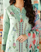 Rosaline - Aqua Mint Embroidered Luxury Lawn - Unstitched Lawn - Summer reverie | luxury lawn | Roheenaz