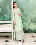 Serene Dusk - Mint Green Embroidered Lawn - Unstitched Lawn - Veil Of Summer | Chikankari Edit | Roheenaz