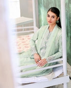 Serene Dusk - Mint Green Embroidered Lawn - Unstitched Lawn - Veil Of Summer | Chikankari Edit | Roheenaz
