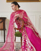 Everly by Roheenaz — Whispers of Grace fuchsia pink hand embellished chiffon maxi dress with organza neckline lace