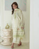 Fashion video of a model wearing an ivory printed lawn suit with pastel floral embroidery, lace-trimmed neckline and sheer dupatta, from Roheenaz's Petals in Prints collection