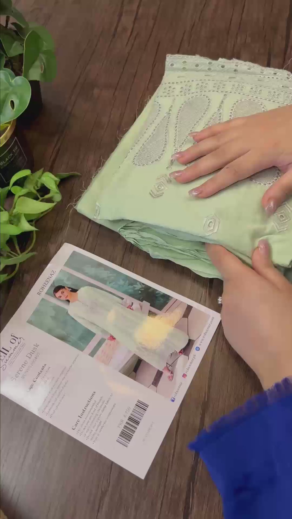 Serene Dusk - Mint Green Embroidered Lawn - Unstitched Lawn - Veil Of Summer | Chikankari Edit | Roheenaz