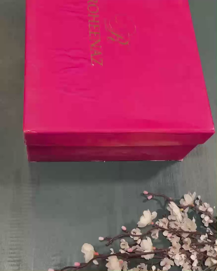 Unboxing the Regal Charm suit from Roheenaz's signature pink gift box packaging