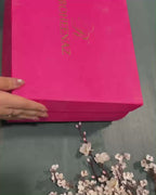 Unboxing the Empress Glow suit from Roheenaz's signature pink gift box packaging