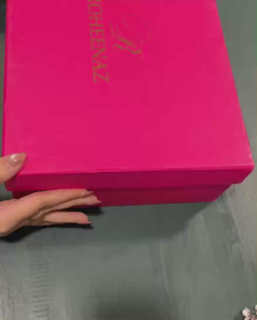 Unboxing the Imperial Grace suit from Roheenaz's signature pink gift box packaging